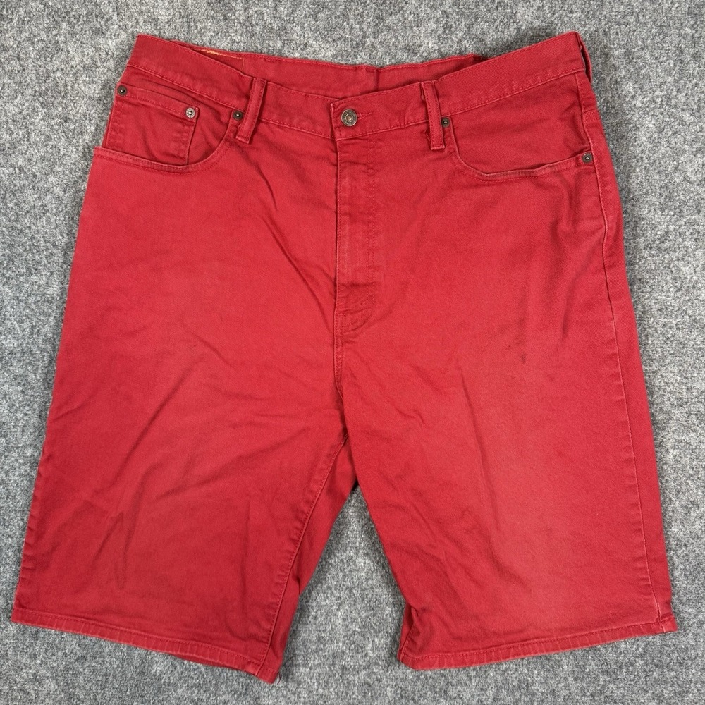 Levis 569 Loose Straight Denim Shorts Mens 38 Red White Tab Twill Y2K Skater